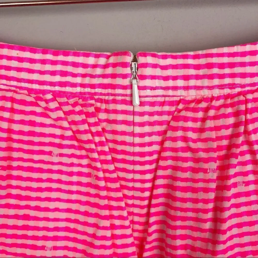 LILLY PULITZER | Thyme Hotty Pink Gingham Ruffle Pencil Skirt Women’s Size 2
